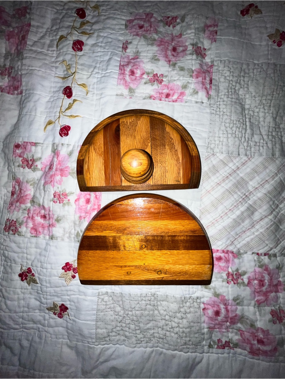 Handcrafted Wooden Half-Moon Trinket Box Hand Turned Half Circle Design - Picture 9 of 16
